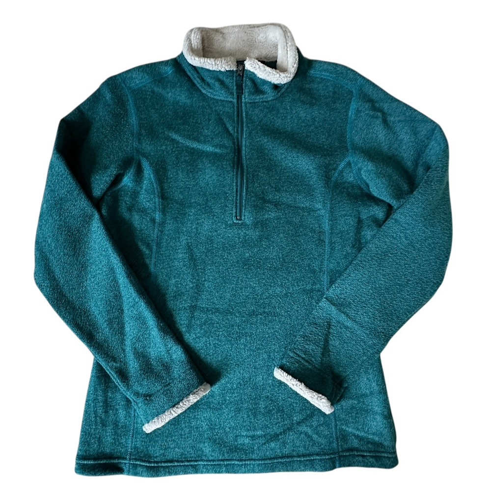 Kuhl Alaska Sweater Pullover Women's Small 1/4 Zip Teal‎ Turquoise Knit Sherpa